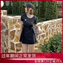 Net red new swimsuit skirt conservative one-piece split slim belly sunscreen swimming student women's summer