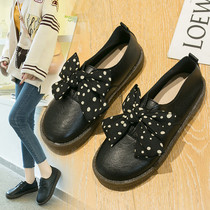 2021 new spring shoes soft-soled small leather shoes womens British style flat womens shoes black casual cattle tendon bottom student shoes