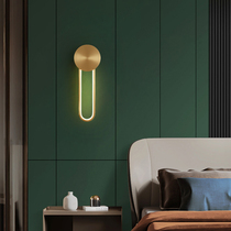 Minimalist headboard wall lamp bedroom modern minimalist light lavish living-room background wall lamp Nordic full copper aisle stair wall lamp