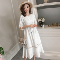 Pregnant women Summer cotton pregnant dress 2021 new size loose summer skirt fashion tide mom dress
