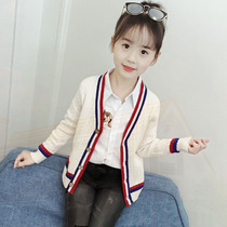 Girls' Knitted Cardigan 2022 New Autumn Sweater Coat Western Style Spring Autumn Korean Style Trendy Top