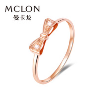 Manka dragon color gold ring 18K rose gold fine bow inlaid with diamonds Small ring ring k gold diamond ring for women