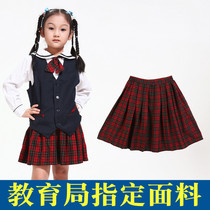 Beautiful Olympic school uniform Shenzhen Primary School students autumn and winter womens uniform dress plaid skirt (single piece)