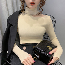 Stack collar high collar shoulder bottoming sweater ladies wear 2019 autumn and winter new foreign style padded hollow sweater