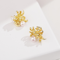 HeyJewel clothes and kinder line people light as the Chrysanthemum Series 925 Silver Gilded Chrysanthemum Pearl Earnail