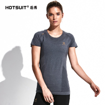 HOTSUIT rear show sports short-sleeved T-shirt womens round neck outdoor running fitness BREATHABLE slim-fit sports top