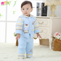 Baby cotton-padded clothes Newborns autumn and winter mens and women baby padded jacket cotton thick warm set three-piece set