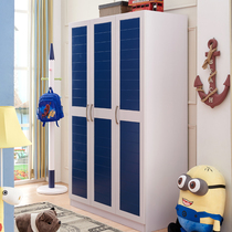 Childrens wardrobe Modern minimalist childrens furniture set pink blue three-door two-door four-door bedroom household wardrobe