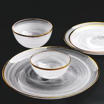 European and American wind plate Phnom Penh cloud salad plate creative plate cloud ins dinner plate glass crystal new products listed Western painting