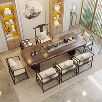 High-end new Chinese solid wood tea table Zen Yigong tea table minimalist living-room tea table log home tea table and chairs