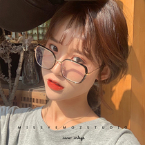 Large-frame glasses female Korean version of Chao Net red with thin face makeup can be equipped with myopia glasses ultra-light flat mirror generous frame