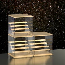 Solid Wood blind box storage display stand hand-made bubble Matt display box transparent acrylic with lamp storage box system