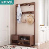 Solid wood clothes hanger floor bedroom small home door hanging clothes hanger rack integrated door hall clothes hanger cabinet change of shoes and bench shoe cabinet