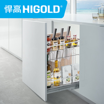 HIGOLD black diamond 304 stainless steel double seasoning pull basket kitchen cabinet damping pull rail drawer