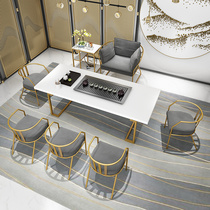 High-end customised new Chinese tea table and chairs combined light extravagant office tea table minimalist modern drinking tea finishing kung fu