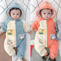 Male baby one-piece clothes newborn female baby winter clothes plus velvet outer clothes four or three months autumn and winter suits