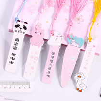 Japan-ROK ruler student Teenage Girl Hearts Cute Cartoon Wooden Bookmarking Ruler creative stationery Cartoon Little Fresher Book Clip