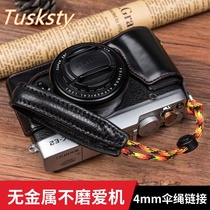 Tusksty leather camera bracelet is suitable for Fuji Lycra lanyard Sony micro SLR anti-loss cord wristband