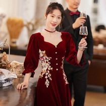 Toast to the brides summer velvet 2022 new wedding gown woman embroidered answer to the door suit Chinese style