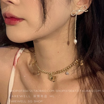 Knock good-looking ~ ins Wind suitable for round face bow earrings earrings fairy Air forest Super fairy Net red earring explosions