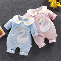 Baby jumpsuit autumn and winter plus cotton 0-3-6 months baby climbing clothing thermal underwear newborn clothes cotton comfortable