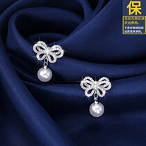 Bow earrings 925 sterling silver earrings niche design sense advanced earrings autumn and winter New Fashion versatile earrings
