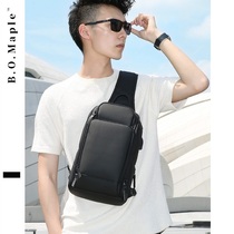 Simple business mens chest bag waterproof Oxford canvas multifunctional flat plate large capacity casual one-shoulder cross-body backpack