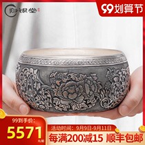 Handmade sterling silver 999 tea washing tea set accessories crane deer Tong spring small silver tea washing Cup silver tea set tea ceremony zero