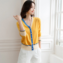 Ice Silk Knit Cardiovert Jersey Fashion Short 2022 Fall of the new very fairy jacket with a shawl jacket thin