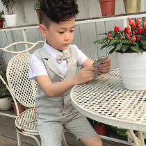 Childrens small suit Boy suit Summer Korean version Wedding host suit Baby piano performance flower girl dress