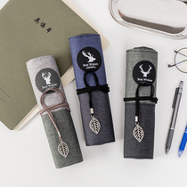 Pen Bag South Korea Brief Girls Large Capacity Pencil Case Creative Lead Pencil Case Boy Girl Day Series Ins Little Fresh Cute Primary School Students Junior High School Students Pencil Bags Roller Blind Style Roll Pen Bag Pen Curtain