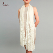Woo Wu Zhenmei Cashmere Lace Scarf Spring and Autumn Long Section Winter Thin Section Solid Color Versatile Gift Scarf