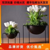 Garden Wrought iron flower pot planting solid wood flower box Flower stand Flower stand flower device outdoor gardening flower box flower trough
