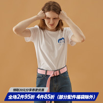 square houlest original simple childlike unhappy expression print cotton round neck short sleeve t-shirt