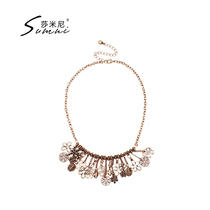 sumni Samini European and American style jewelry retro exaggerated plant flower hollow pendant short neckchain necklace female