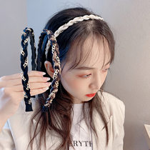 Hairband female Korean version of Joker out anti-skid woven hair hoop Black thin edge pressure hair hoop
