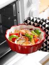 Japanese Strawberry Bowl Ceramic Cute Girl Heart Fruit Salad Bowl Single Creative Home Microwave Net Red Tableware