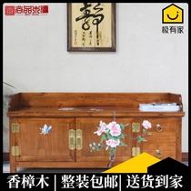 Chinese color painting shoe stool camphor wood door shoe cabinet solid wood induction stool foyer storage stool can sit on shoes stool
