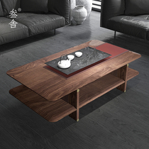 Sanshe original new Chinese coffee table black walnut all solid wood household living room light luxury TV cabinet combination tea table D4
