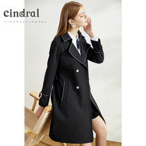 Hee 2021 autumn new fashion black windbreaker coat womens long Korean temperament Joker fashion atmosphere