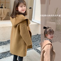 Girls' Reversible Cashmere Coat Spring Autumn 2022 New Korean Style Children's Autumn Winter Woolen Coat Fashion