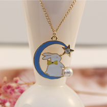21 New Japanese Cute Student Girl White Rabbit Cartoon Moon Star Rabbit Girlfriend Necklace