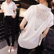(85-240 pounds)large size short-sleeved chiffon shirt female student Korean version of thin and fat m200 pounds loose top summer