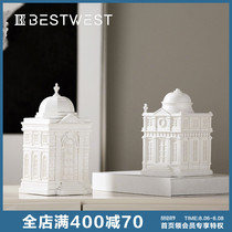 BEST WEST European white castle architectural ornaments Creative study living room soft decoration Model room Light luxury