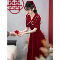 Toast to the bride small summer back door red engagement dress dress normally able to wear gown skirt with high level of feminine