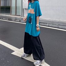 Dark Teenage Girl 2020 Han Prints Retro 100 Hitch Pure Color Casual Loose Light Cage Pants Trousers Long Pants Men and women