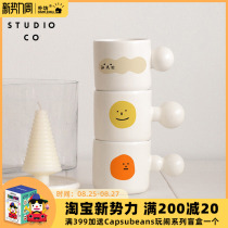 Park Fang Meow Warlock new cute expression snowball coffee latte cup Milk ceramic cup Korean Nordic ins style