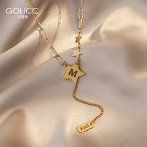 Gurya letter titanium steel necklace female 2021 new accessories light luxury niche design sense choker summer decoration