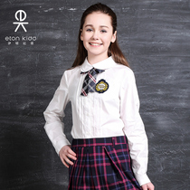 Eaton Guild school uniform with white double collar toothpick pleats decorated with long sleeves girl shirt 15C253