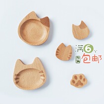 He Guang Xiaozhu cute cat Solid wood chopstick holder Chopstick holder Chopstick pillow Kitten cat cat fat claw pendulum pat small wooden plate
